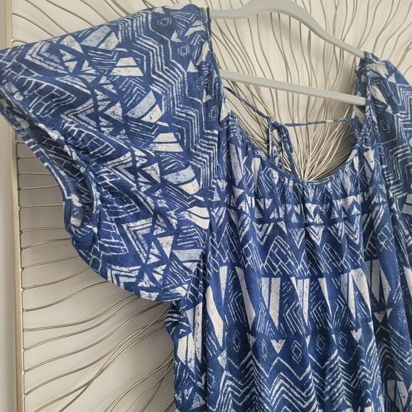 Knox Rose Woman’s Blue Surfs Up Maxi Dress Tribal Print Size Large - Picture 7 of 9